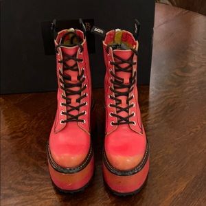 R13 DOUBLE STACK RED PLATFORM BOOTS